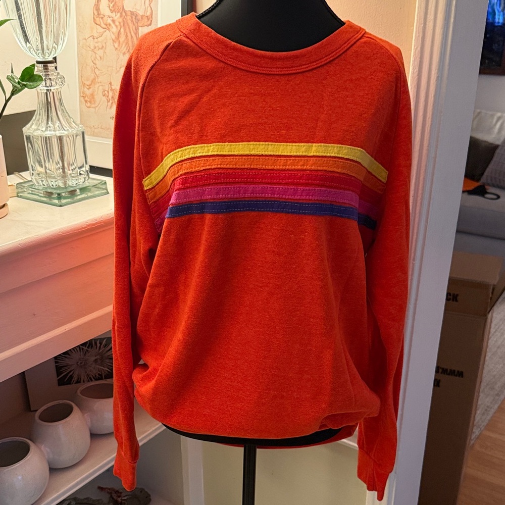 Aviator Nation Blood Orange Striped Sweatshirt